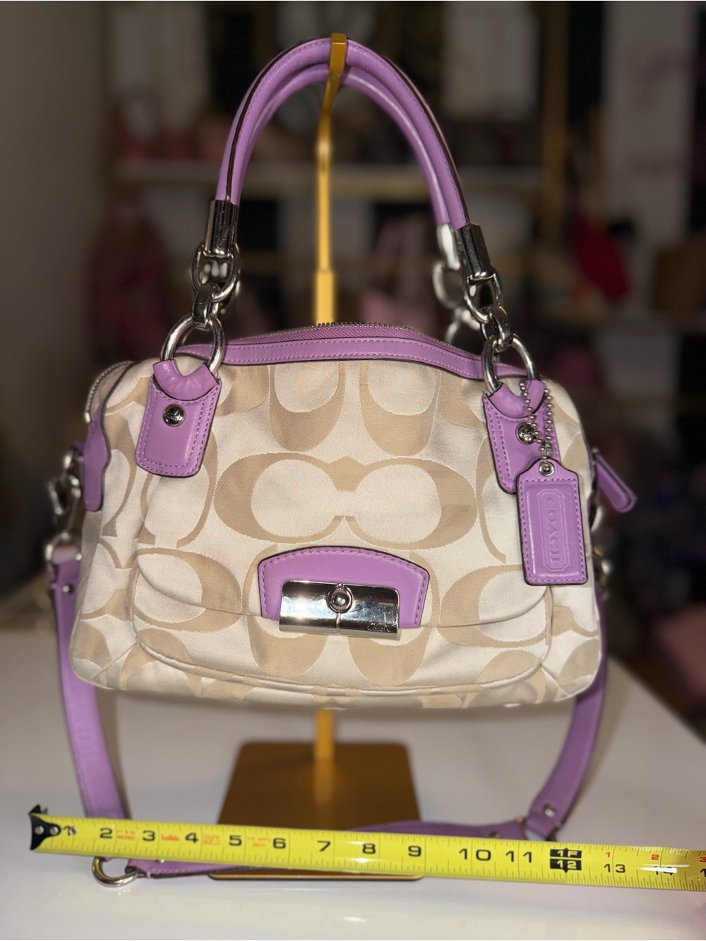 Coach Kristin F22305 Signature Double Zip Satchel Lavender Purple Y2K 2000s rare